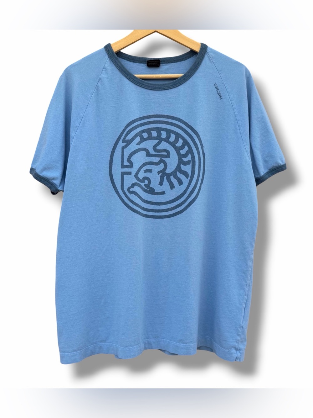 Vintage Y2K Diesel Tiger Circle Ringer T-Shirt Blue Size XXL (runs small)
